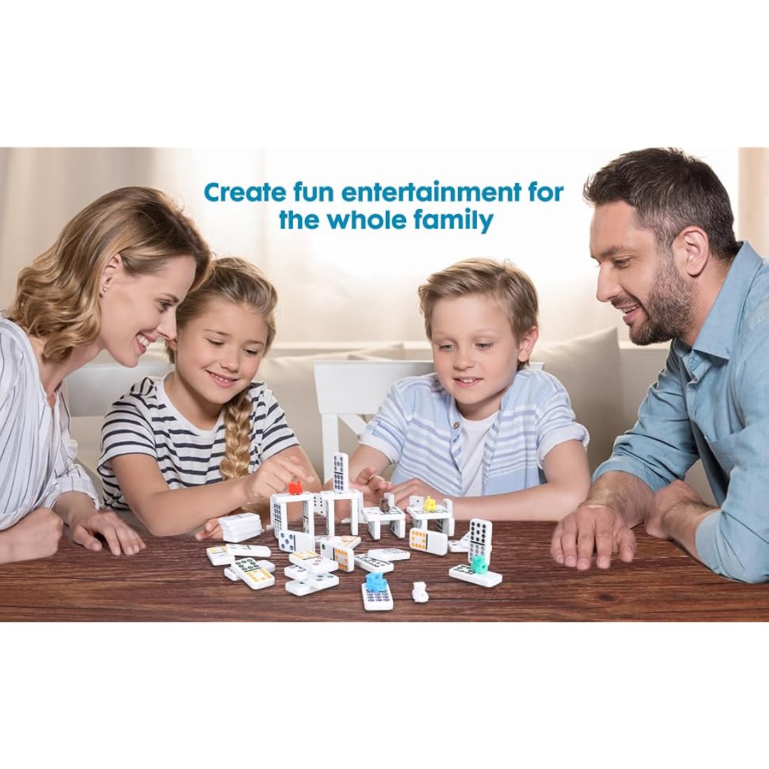 Double Twelve Mexican Train Dominoes Game with Color Dot, Domino Set For Adults, Double 12 Dominoes Set with Portable Aluminum Case, 91 Tiles (2-8 players)
