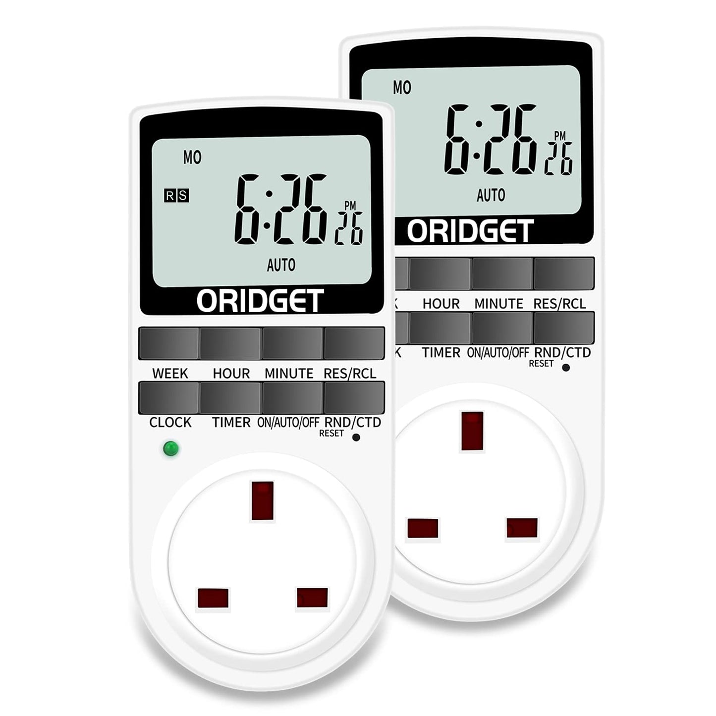 Digital Electrical Timer Plug Socket with 18 On-Off Programs, Countdown and Security Random Mode for Lights and Home Appliances, 24 Hour Weekly