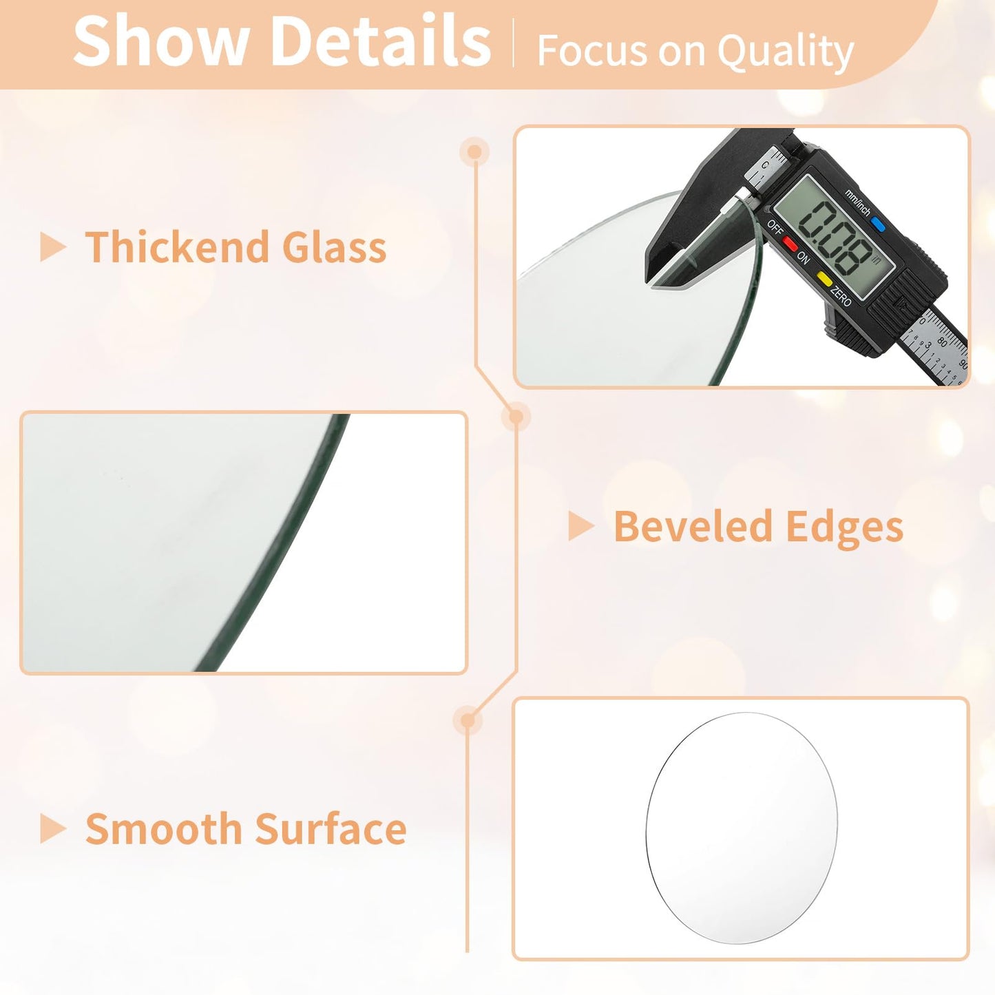 NUPTIO 25cm Mirror Plate Round Centrepieces: 12 Pcs Glass Candle Plates Table Mirrors Wedding Centrepiece Mirrored Candle Tray Set Small for Event Diy