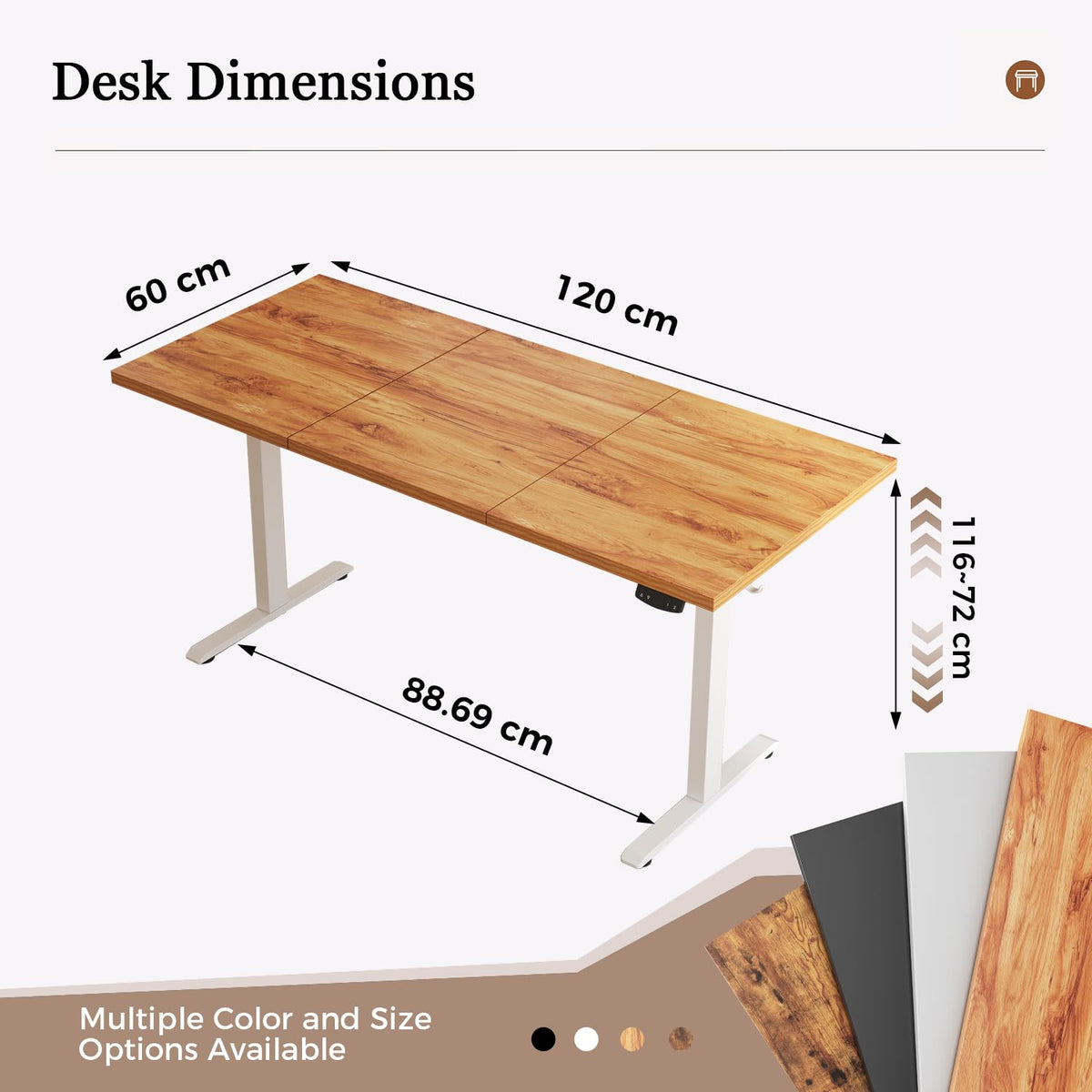 Klicelor Electric Standing Desk, 2 Memory Buttons for stand & sit, 120x60