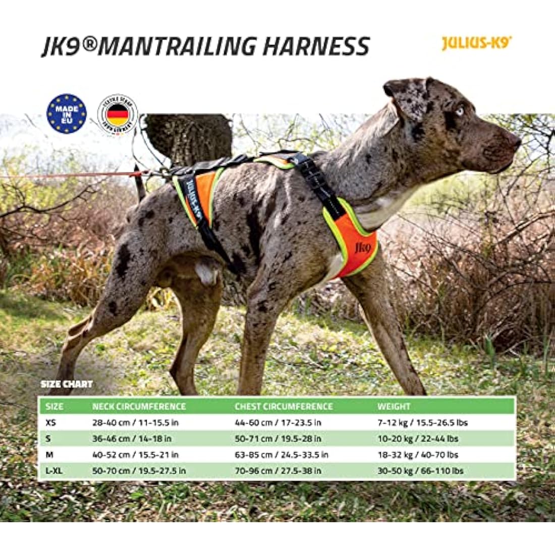 Julius-K9 Mantrailing Harness, Size: XS, Black