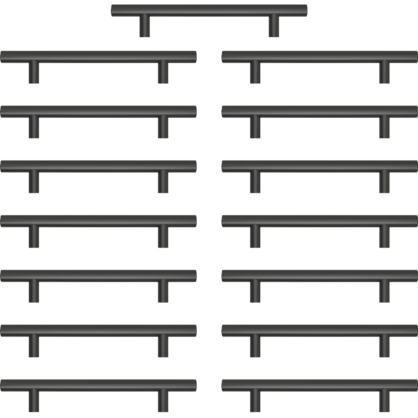 AwmnSrman Kitchen Cupboard Handles Black 15 Pack 128 mm(5 inch) Hole Center, Powder Coated Stainless Steel Installation of Holes