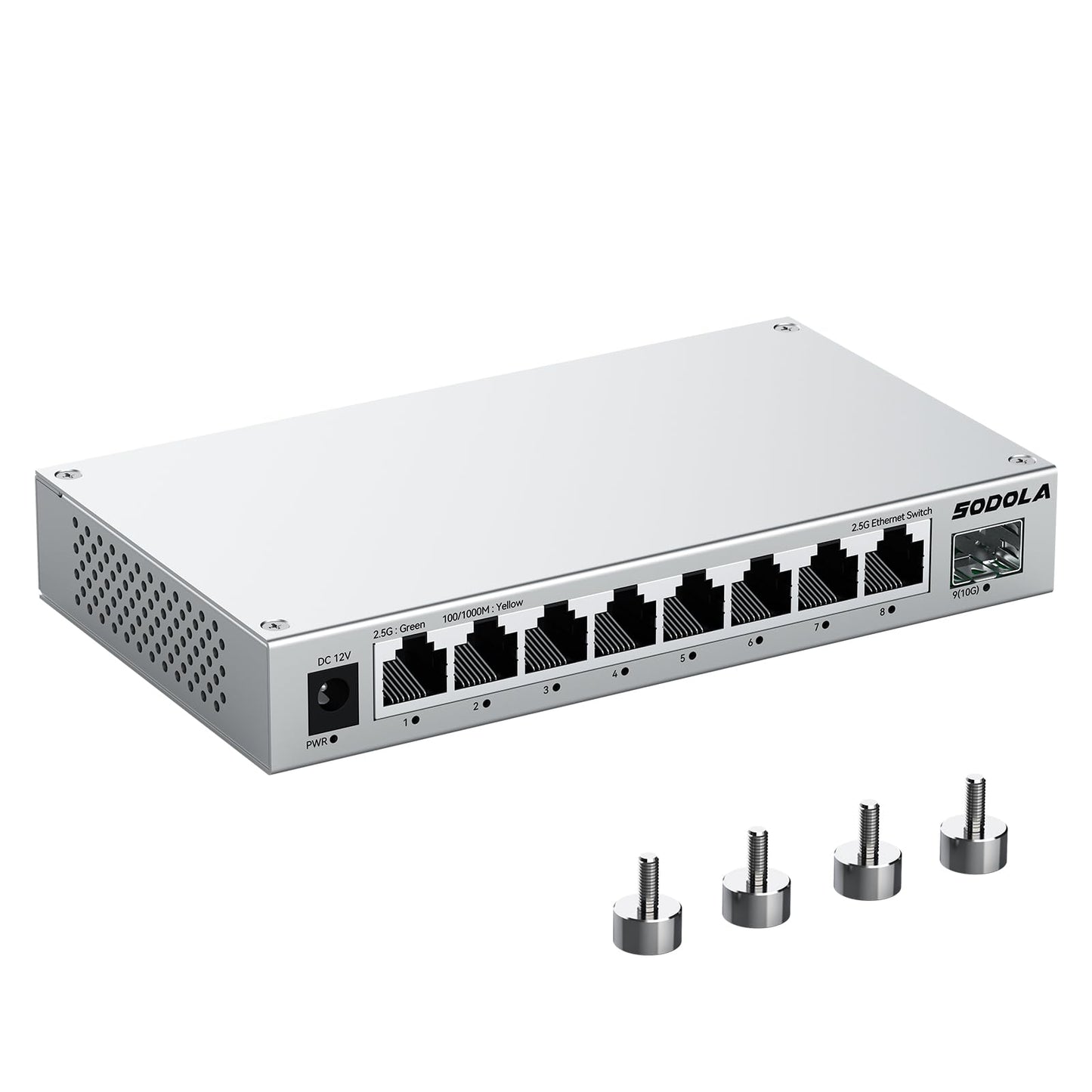 SODOLA 8 Port 2.5Gb Network Switch with 10G SFP+, Aluminum Alloy Cooling & Magnetic Mounting, Multi-Gigabit Unmanaged Ethernet Switch, Ethernet