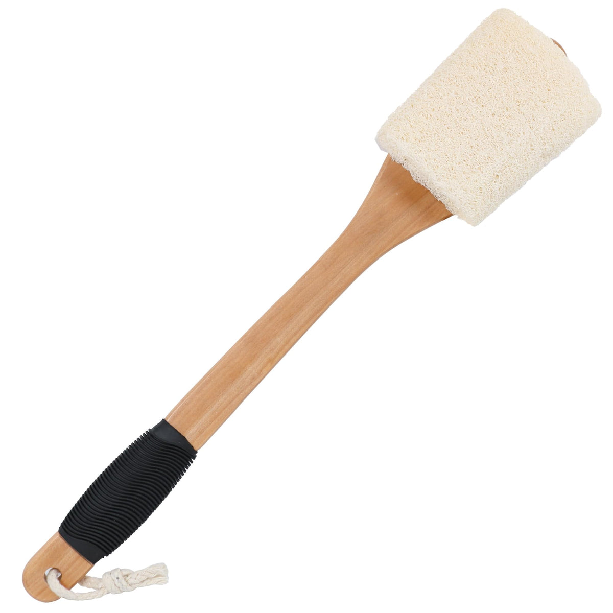 OWIIZI Back Loofah Scrubber Brush with Long Handle, Loofa Sponge Body Bath Scrubber for Shower, Natural Luffa Skin Exfoliating On a Stick for Men
