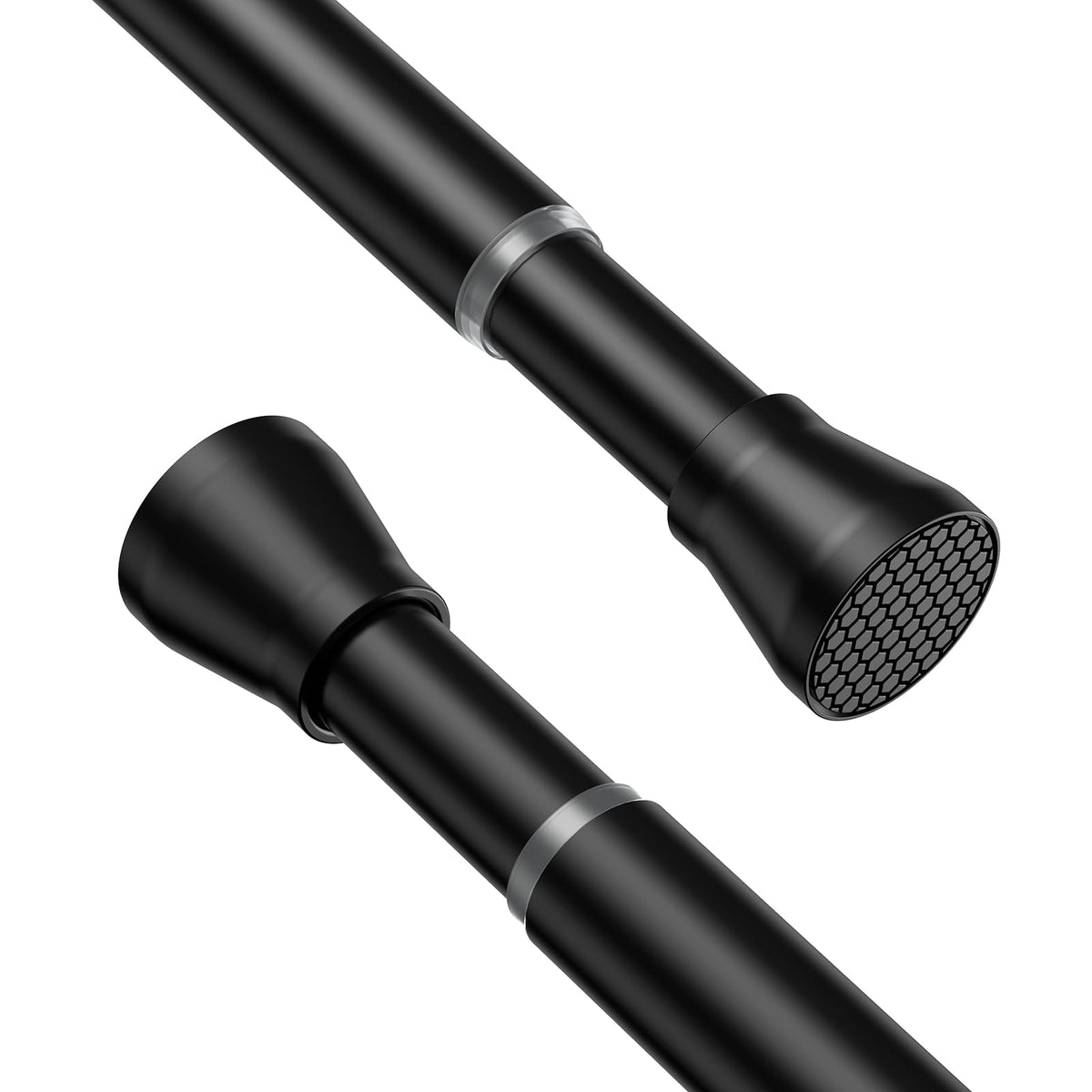 Shower Curtain Pole 75-160cm 1Pcs Tension Rods for Curtains Non-Slip Black Extendable Curtain Poles No Drilling Tension Rod Shower Pole Shower Curtain