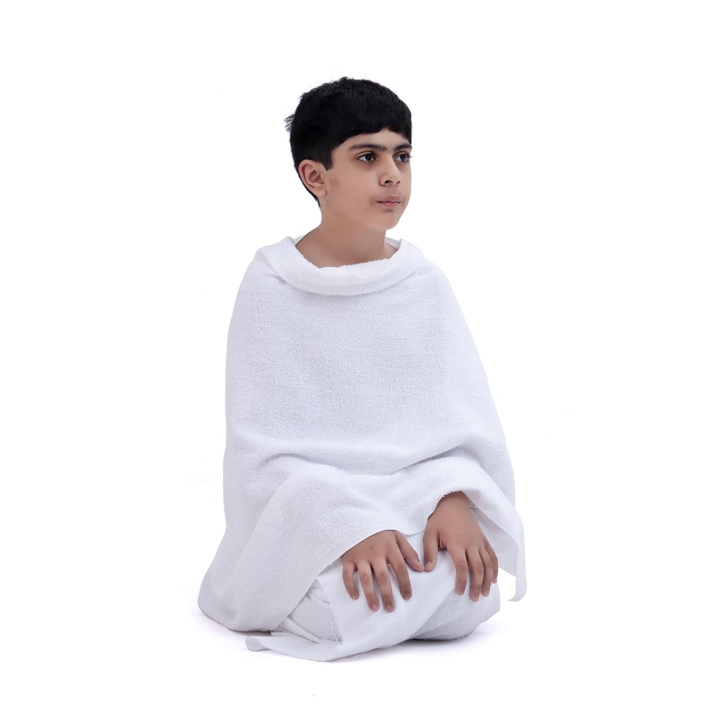 SweetNeedle Ihram Ehram Ahram for Kids Hajj and Umrah - 2 Towels, White - Hygienic Natural 100% Pure Combed Cotton Light weight Towels 80 x 156 cm