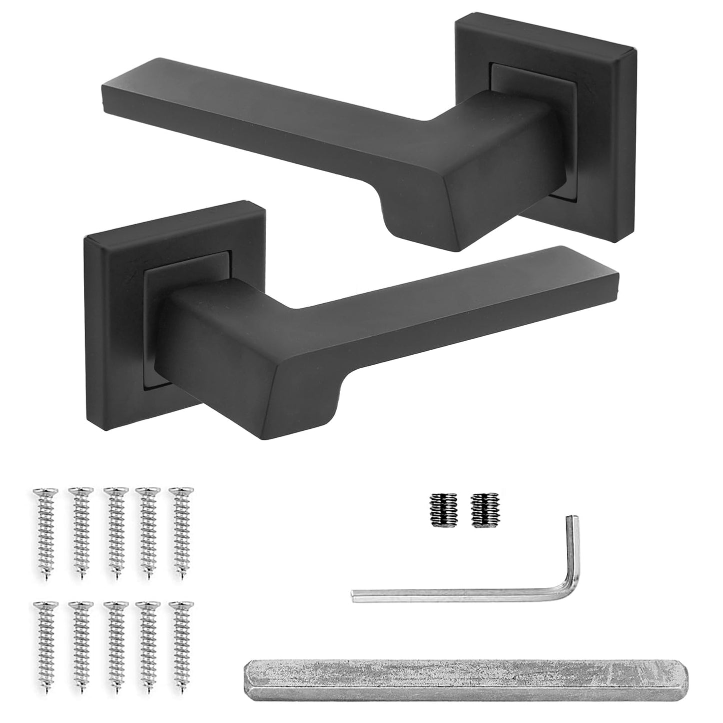 Decoranddecor Spectra Matt Black Aluminium Lever Handles ? Internal Door Set for Bedrooms and Bathrooms, Modern Hardware with Smooth Finish and