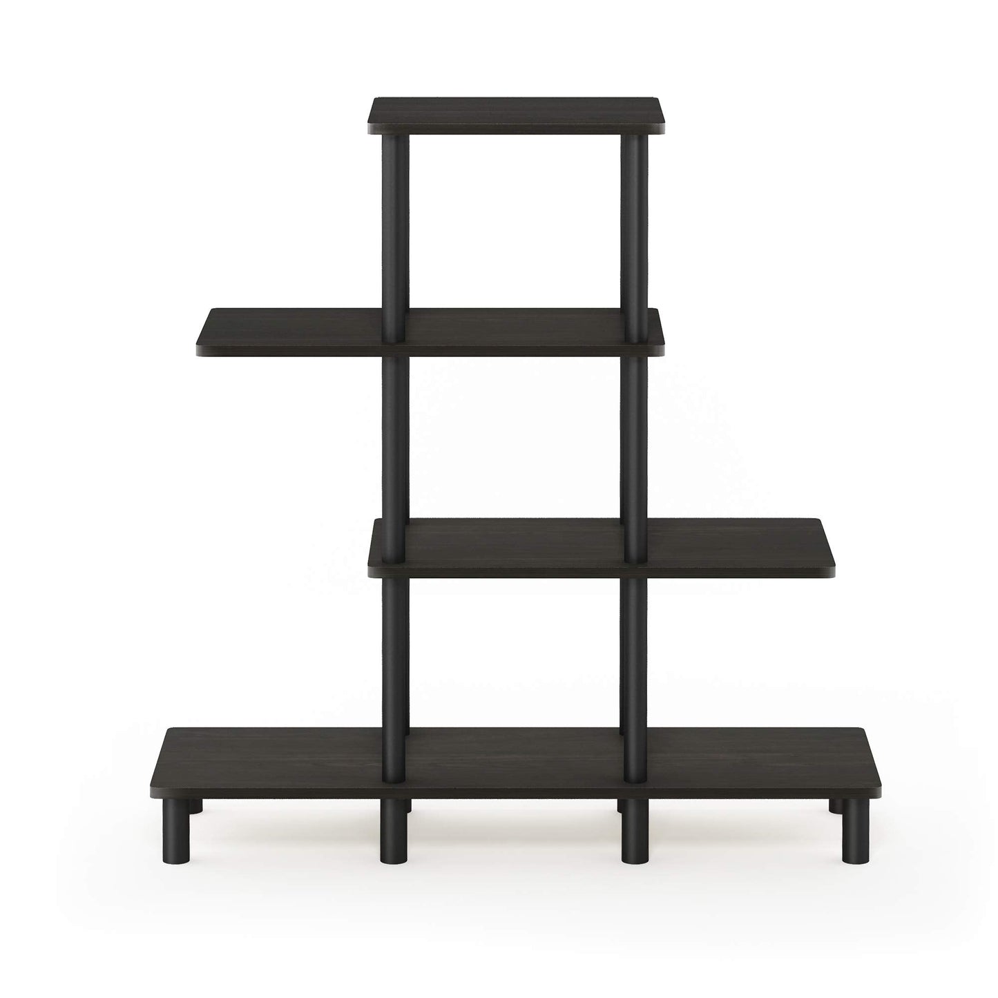 Furinno TURN-N-TUBE Storage Shelves, 4-Tier Ladder Book Shelf, Accent Display Shelf, Toolless Open Shelves, Round Tubes, for Organization and Storage