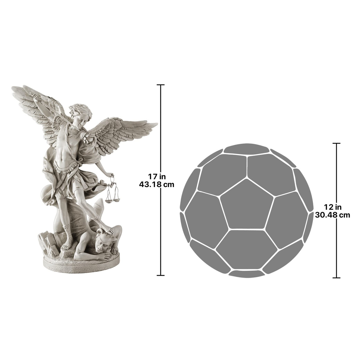 Design Toscano EU1850 St. Michael the Archangel Religious Statue, Gallery, 43 cm, Polyresin, Antique Stone,White