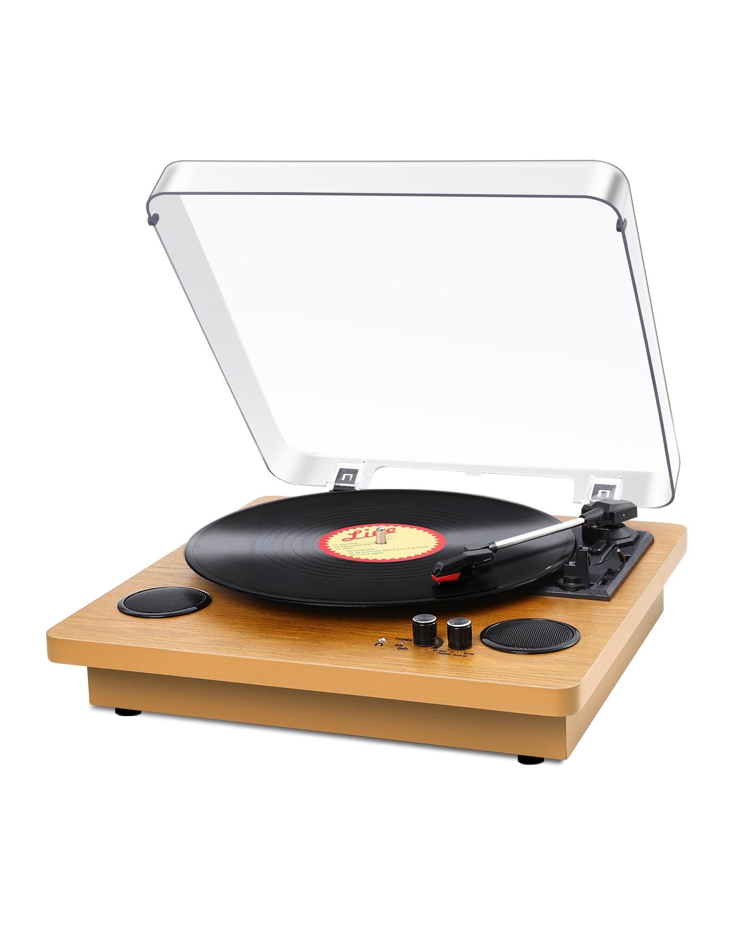 Record Player, Bluetooth Portable Vinyl Turntable Digital Encoder Built-in Stereo Speaker and Belt Drive,Aux-In,RCA Output,3 speed 33/45/78 RPM -