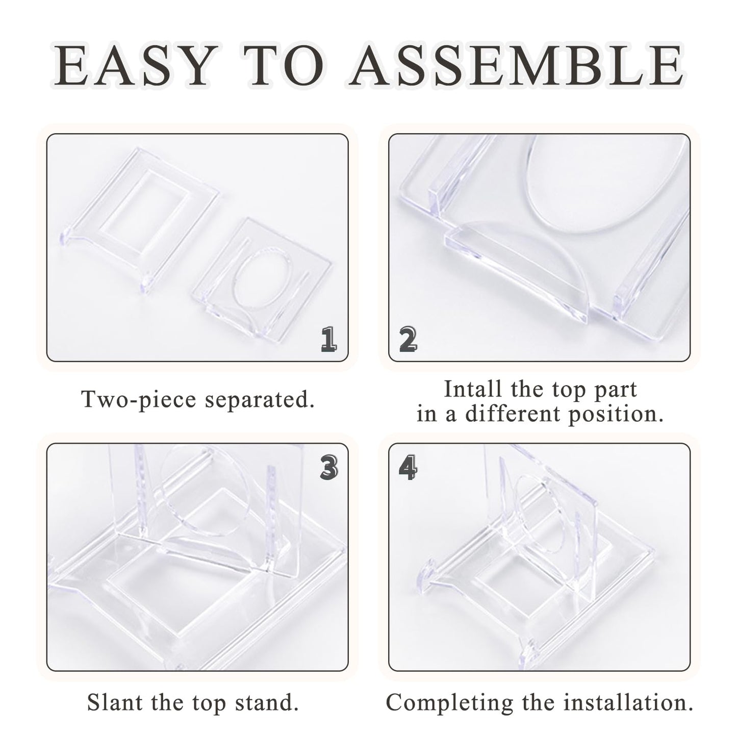 SYEYCW 10 Pcs Acrylic Display Stand, Clear Adjustable Clear Acrylic Plastic Display Stands, Multifunctional Card Display Stand, for Photos