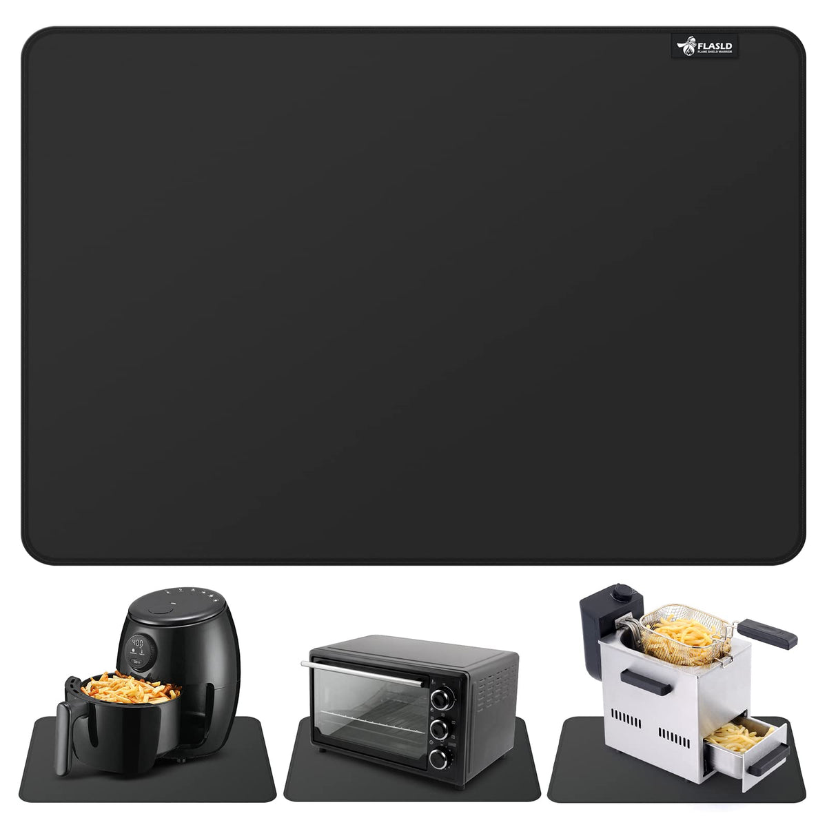 FLASLD Heat Resistant Mat for Air Fryer Site on, Fireproof Silicone Mats for Kitchen Counter, Countertop Protector, No-Slip and Waterproof (16"X24",
