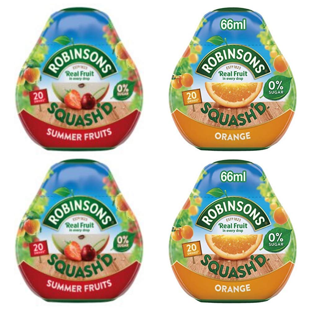 Robinsons Squash?d ? 2 Flavour Pack ? 2x Robinsons Orange and 2x Robinsons Summer Fruits ? 0% Sugar ? Real Fruit in Every Drop