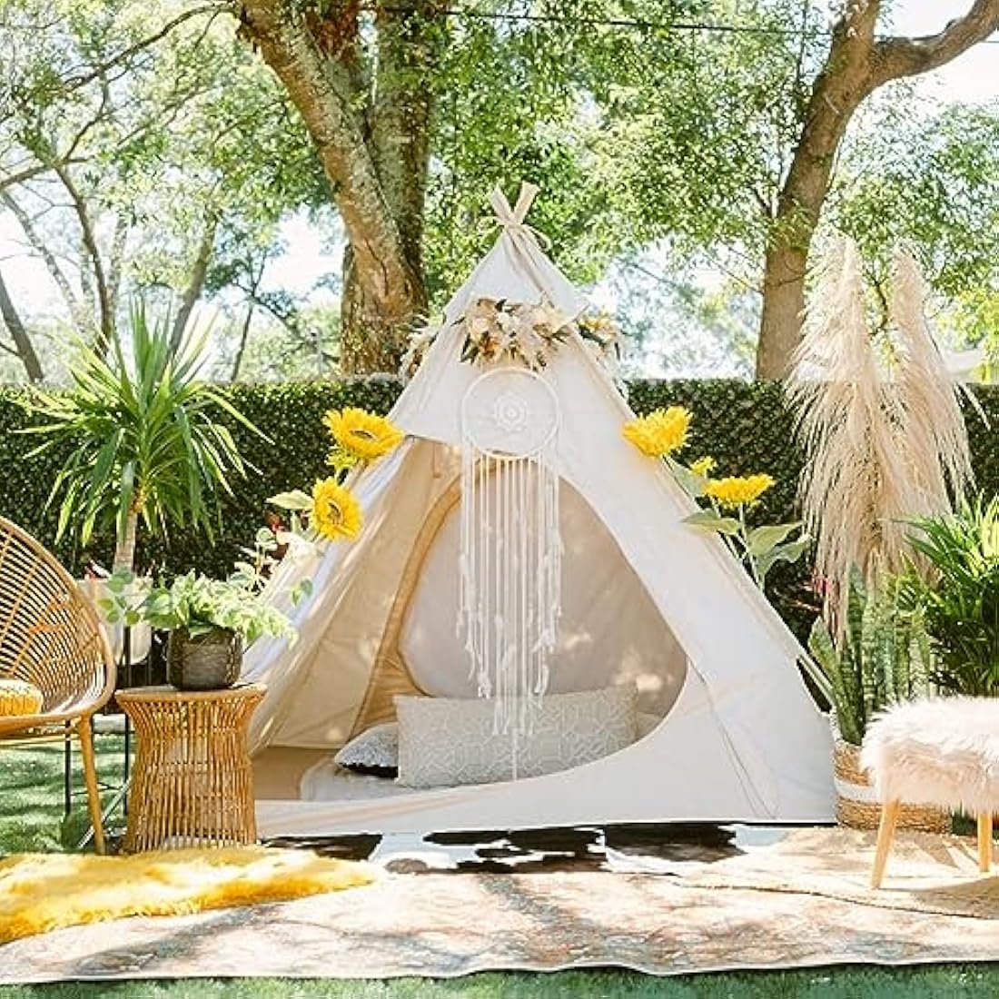 Three-Season Cotton Canvas Camping Indian Teepee Tent Pyramid Tent for 2 Person