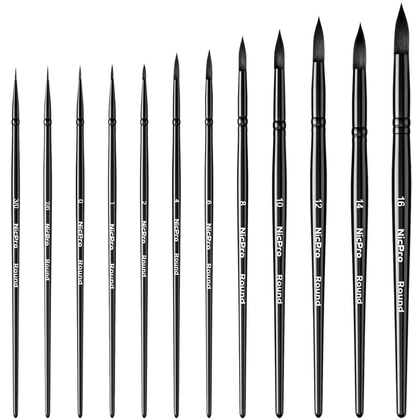 Nicpro 12pcs Watercolour Paint Brushes, Round Pointed Tip Paint Brush Set, Professional Soft Synthetic Squirrel Paint Brushes, Artist Painting Brushes