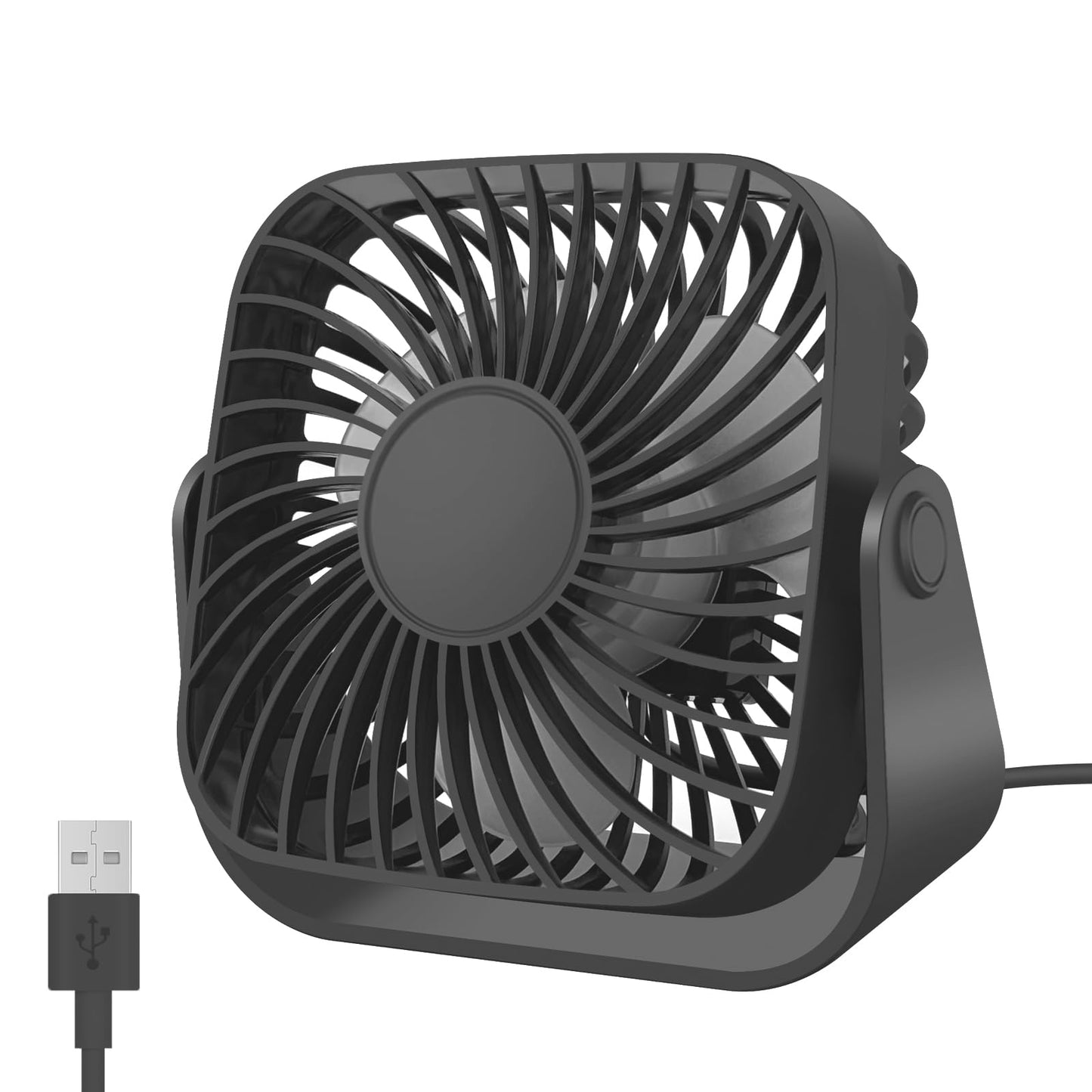 Jsdoin USB Fan USB Desk Small Desktop Cooling Mini Personal, 3 Speeds Desk Desktop Cooling Fan 360? Rotation Adjustment, Strong Wind Small Powerful