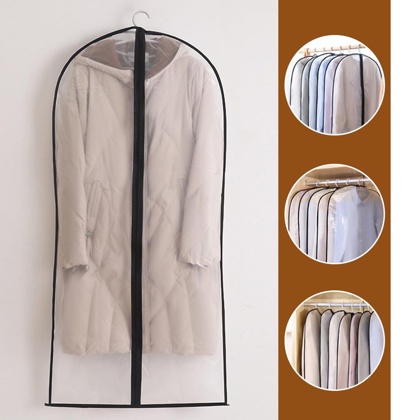 BRITECO 2 Pcs Dress Bags Covers Long, Wedding Dress Garment Bag with Clear Window, Heavy-Duty Zipper, Durable Fabric, Perfect for Travel and Storage