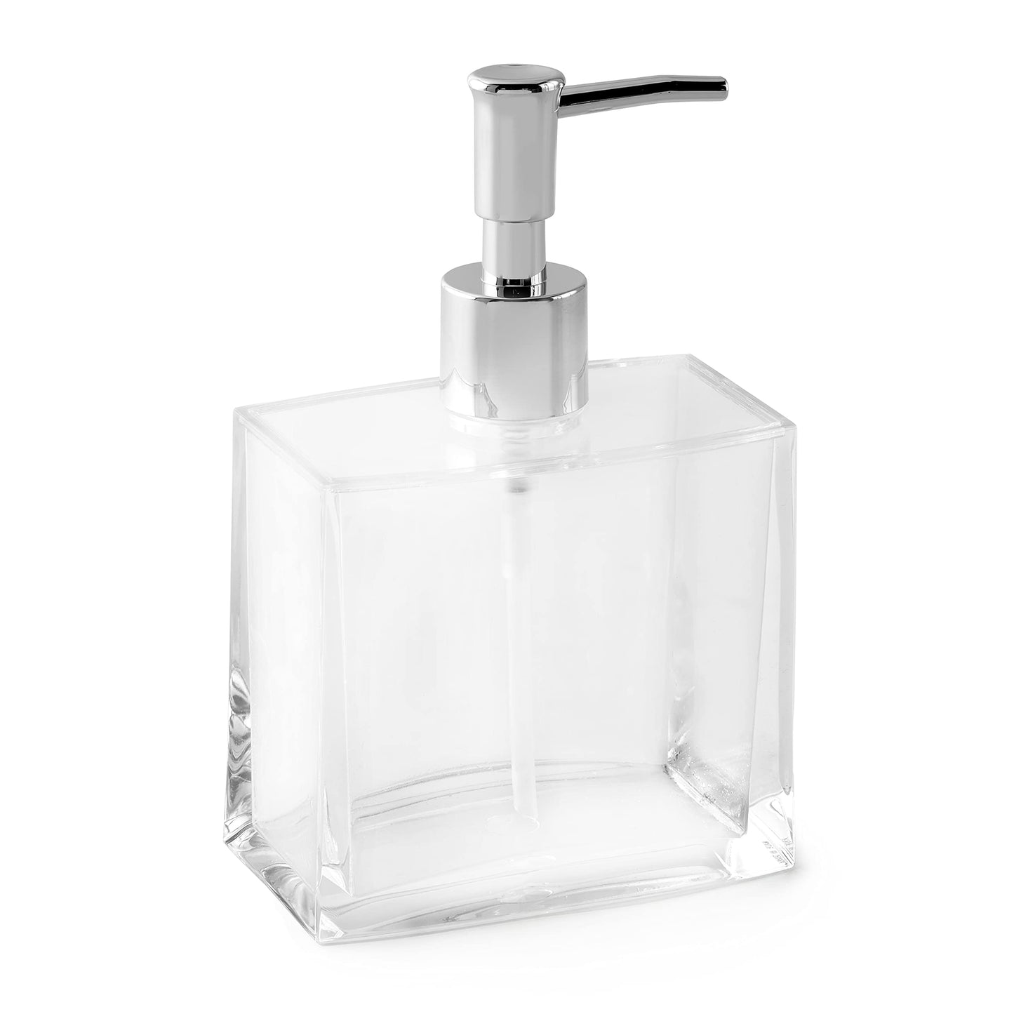 Huang Acrylic Clear Rectangular Refillable Liquid Soap Dispenser Pump for Bathroom Vanity Countertop, Kitchen Sink - Holds Hand Soap, Dish Soap, Hand