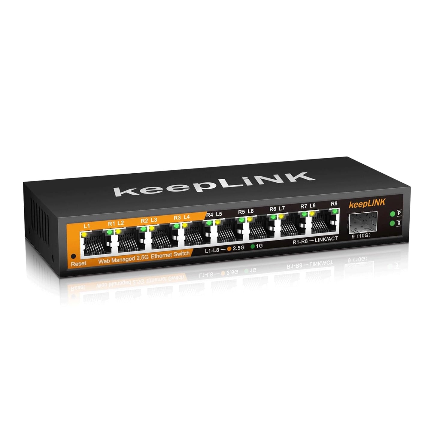 keepLiNK 8 Ports 2.5G Switch Web Smart Managed, 8 x 2.5G Base-T & 1 x 10G SFP Slot, Support 802.3ad Static Aggregation, QOS/VLAN/IGMP, Metal Housing