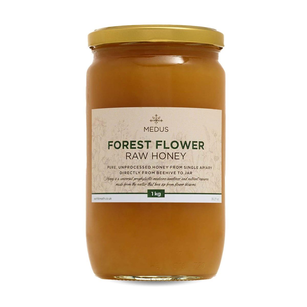 Earthbreath - Forest Flower Raw Honey - 1Kg | Pure, Dark, Unpasteurised and Unfiltered | Natural Sweetener for Cooking, Tea, Coffee, Milk, Juice, Hot