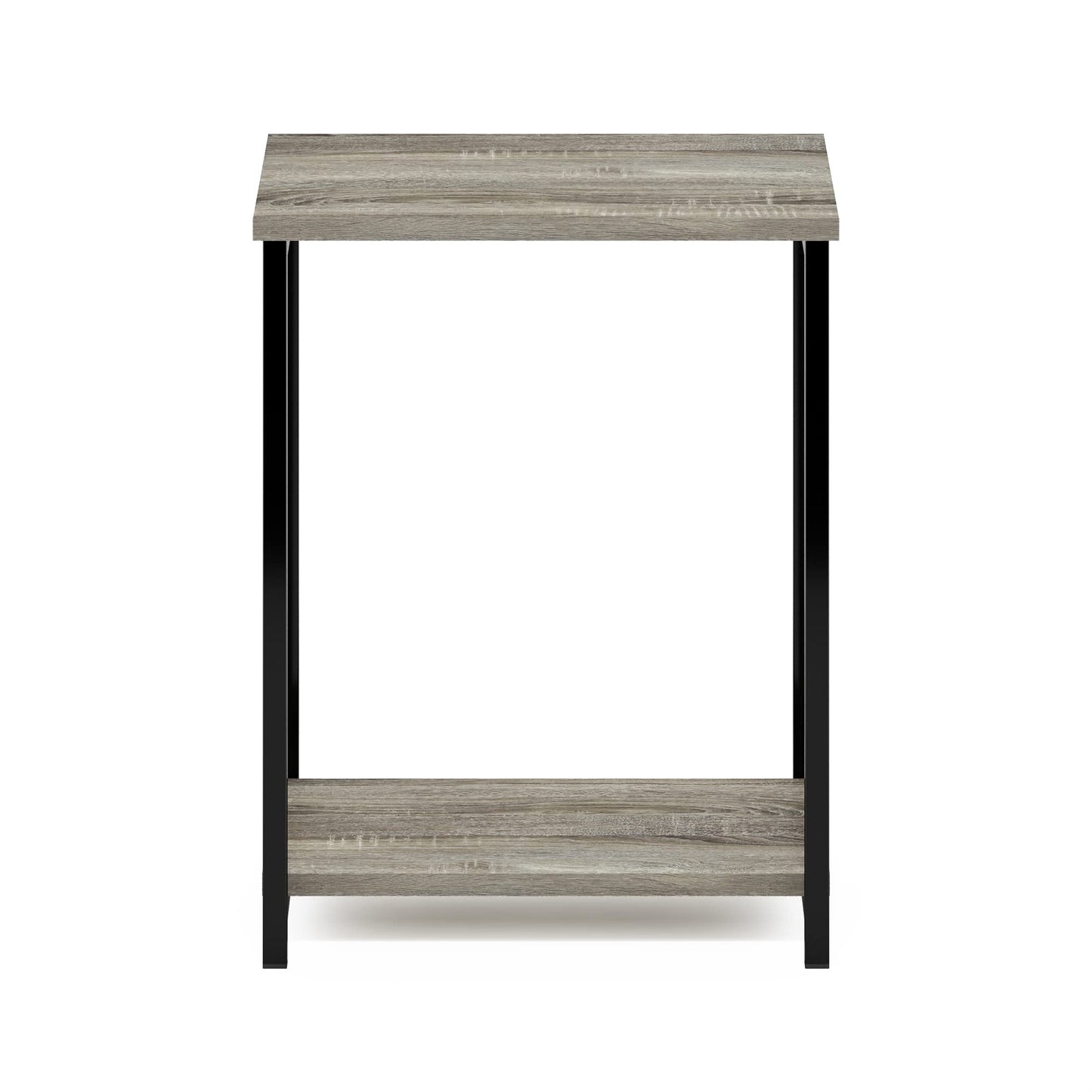 Furinno SIMPLISTIC Side Table, 2-Tier Metal Frame End Table with Open Shelf, Night Stand, Bedside Table, for Living Room, Bedroom, French Oak