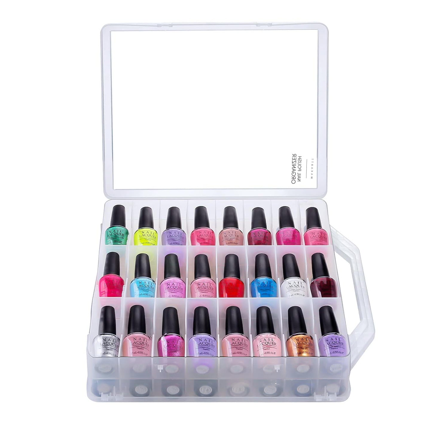 MAKARTT? Universal Nail Polish Holder See-Through Counter Case Polish Storage for 48 Bottles Space Saver for DIY Nail Art and Nail Salons (Clear)