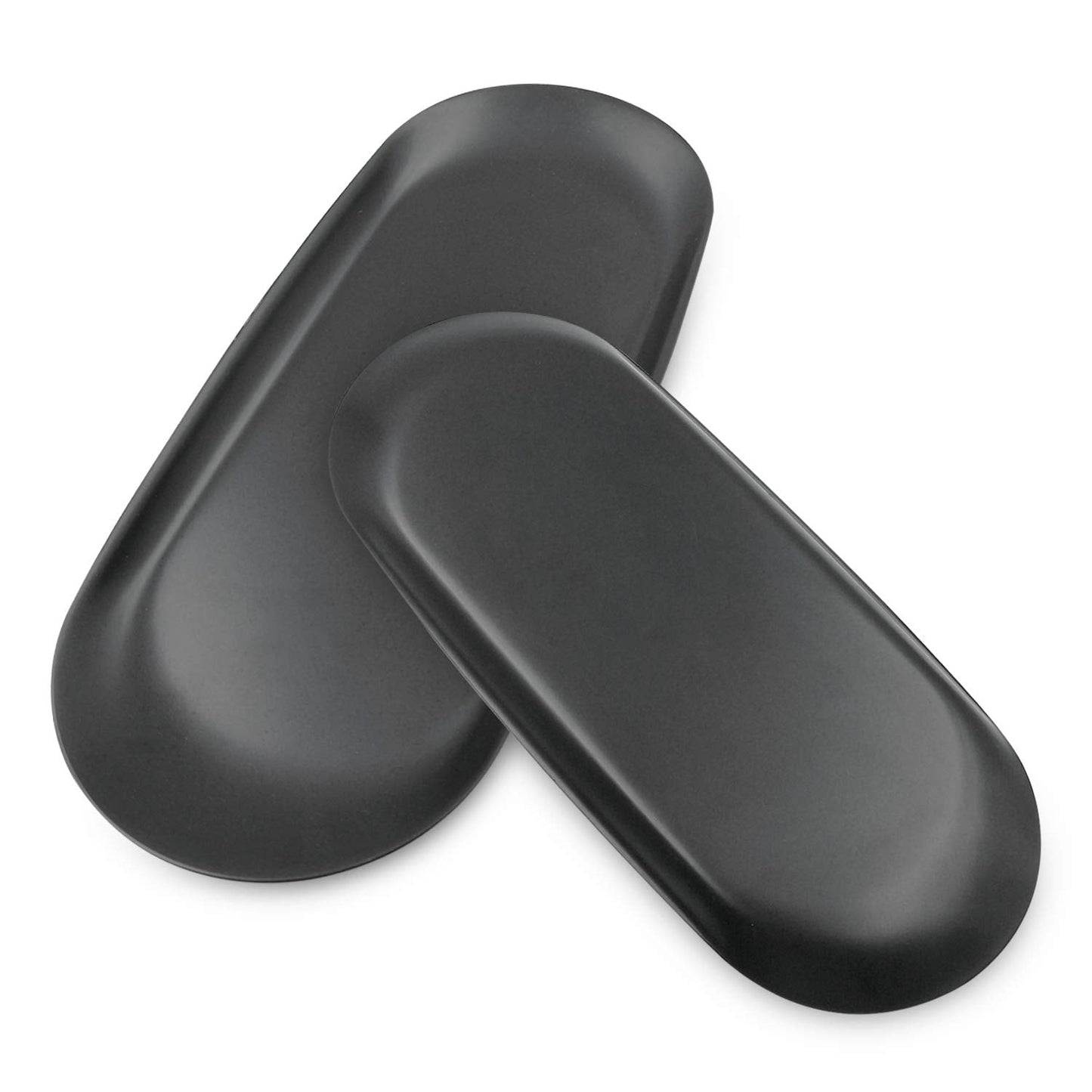 Libershine 2PCS Black Oval Stainless steel Storage Tray, Metal Serving Tray Small Trinket Tray Cosmetics and Jewelry Holder Organizer Trays for