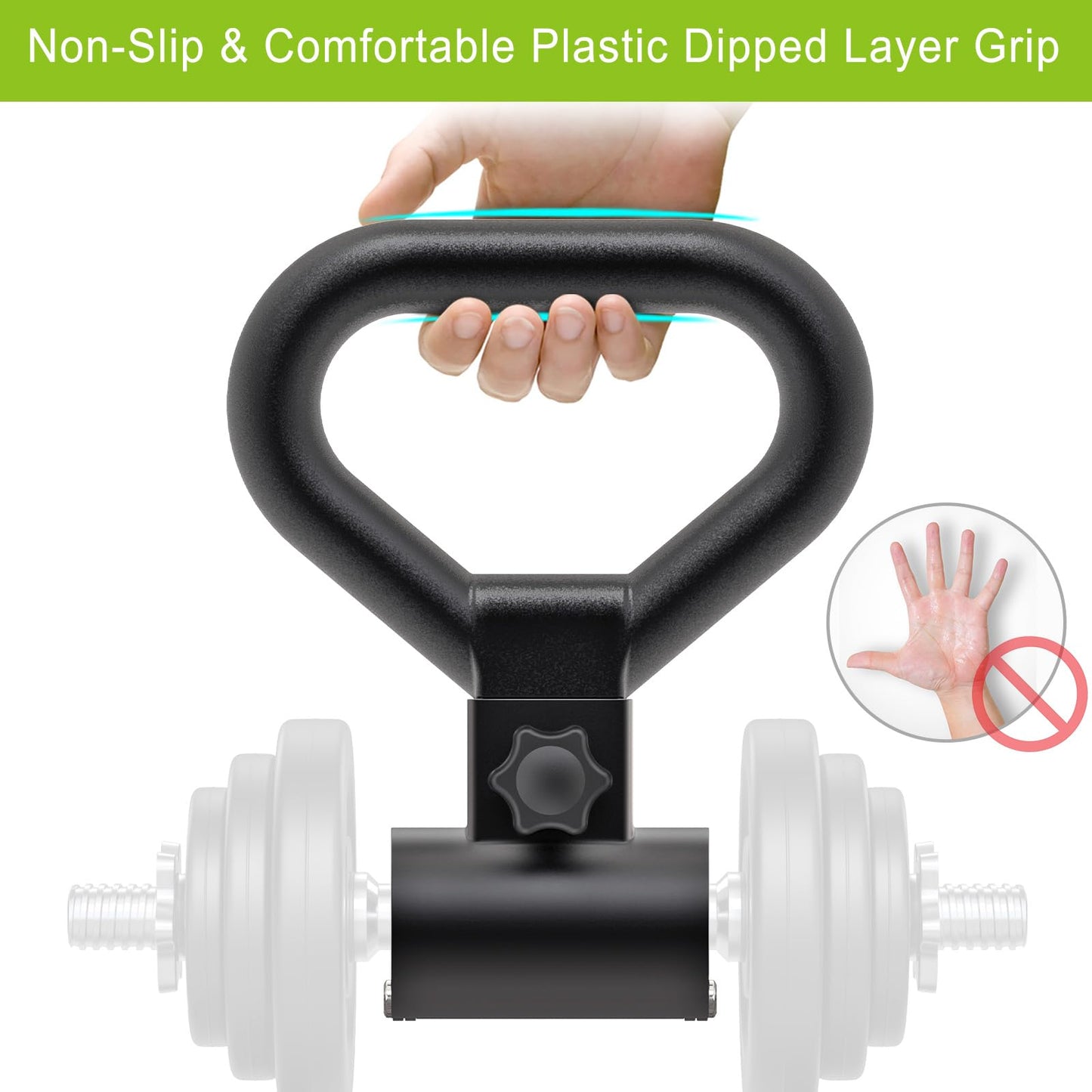 SELEWARE Versatile Steel Dumbbell to Kettlebell Converter Handle, Non-Slip Ergonomic Grip, Quick Installation Fits Most Dumbbells Up to 100lbs