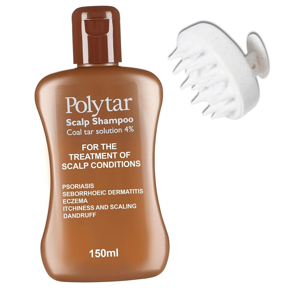 Scalp Shampoo with Silicone Scrubber, 150ml, Coal Tar Treatment for Dry Itchy Scalp