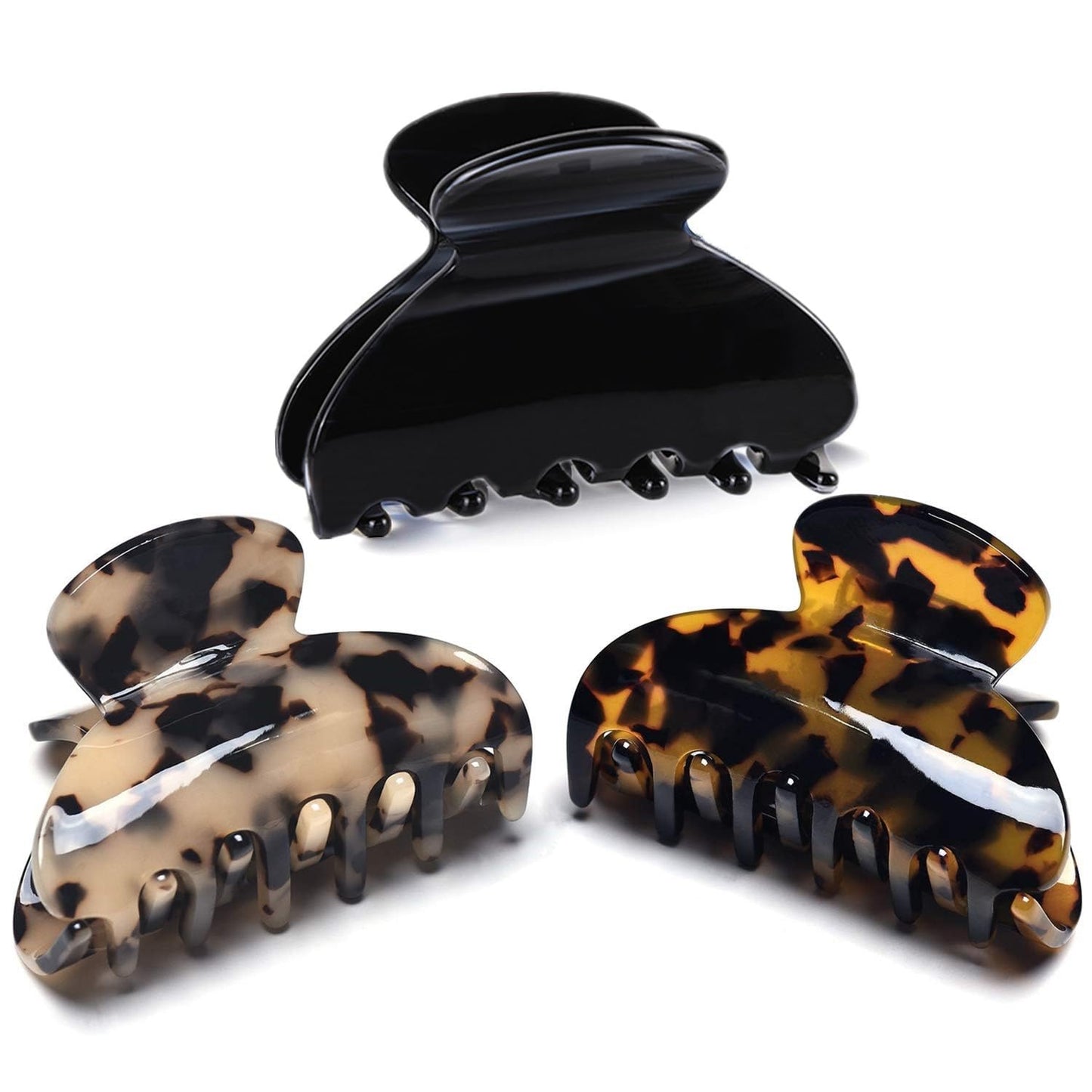FSMILING Medium Hair Claw Clips For Fine Hair, Nonslip Small Claw Hair Clips For Women Thin Thick Hair, Celluloid Tortoise Hair Clip Jaw Claw Clamp