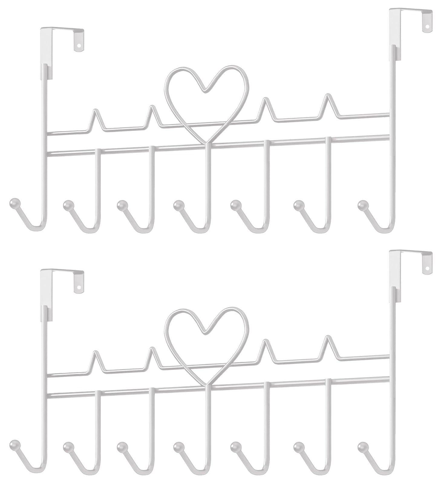 WBDXWB Over The Door Hook, Over Door Hanger for Coat, Towel, Bag, Robe (2 Pack, White)