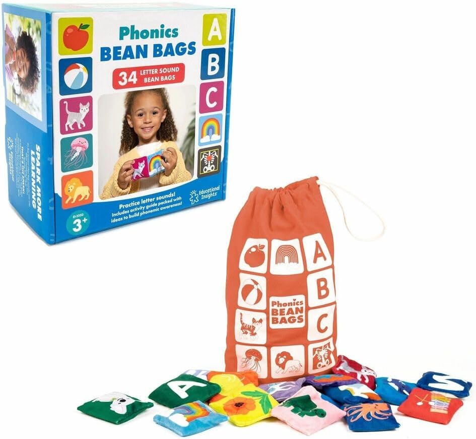 Learning Resources Phonics Bean Bags, 27 Pcs, Used-very good, 1 bean bag missing, open, scruffy box