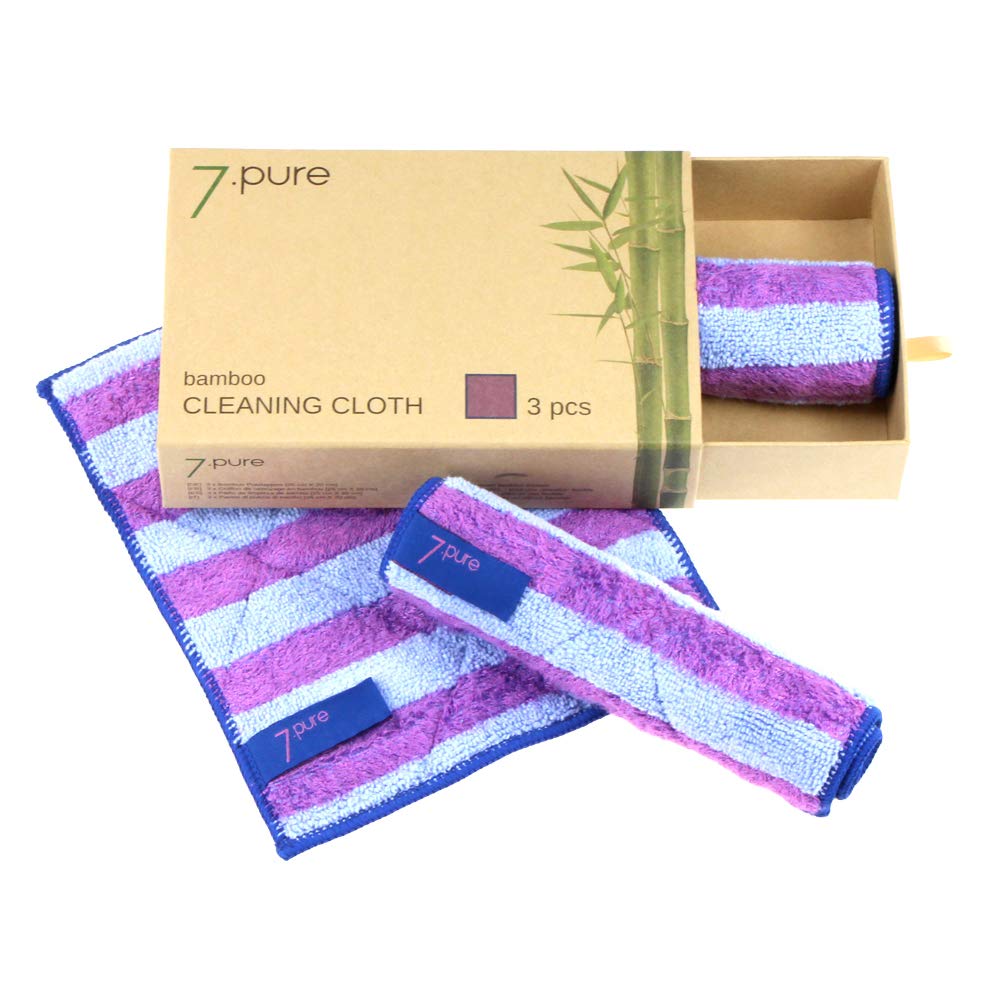 7.pure Bamboo cleaning cloths | 3 pieces | 20 x 25 cm | Clean without cleaning agents ? anti-bacterial ? lint-free | Effortless cleaning | wiping