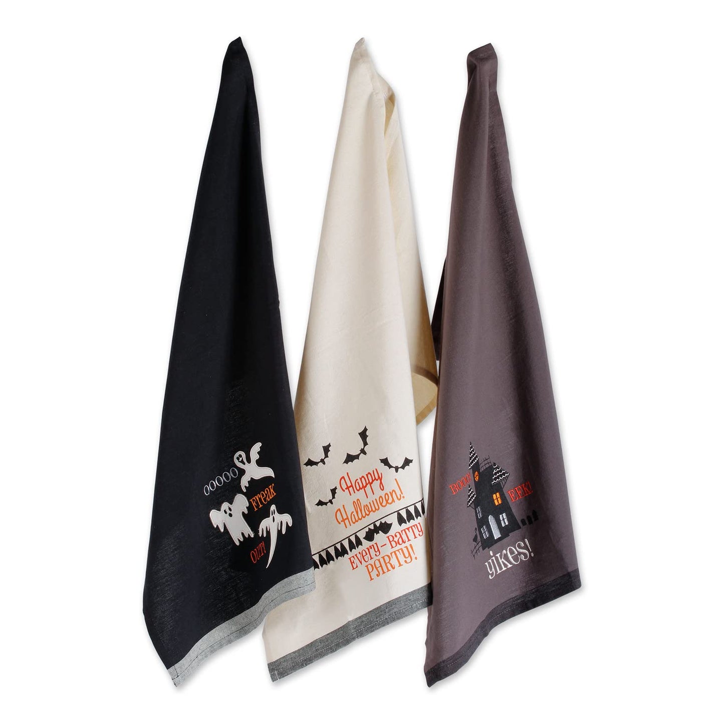 DII Embellished Cotton Kitchen Hand Towel Set, Yikes, 18x28