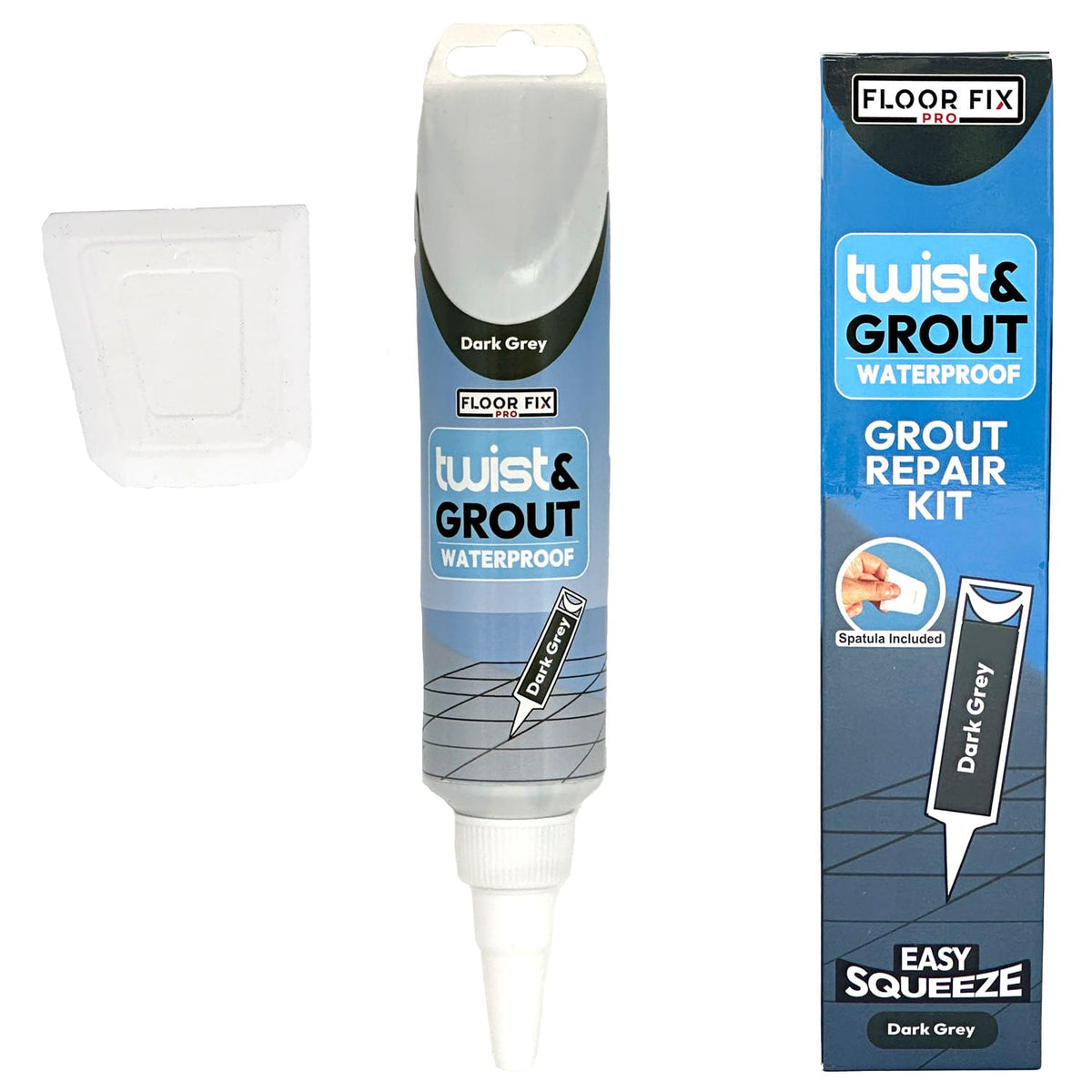 Floor-Fix Pro - Twist & Grout Repair Kit - Premixed & Waterproof Fast Tile Grout Reviver - Bathroom, Shower, Kitchen (Dark Grey)