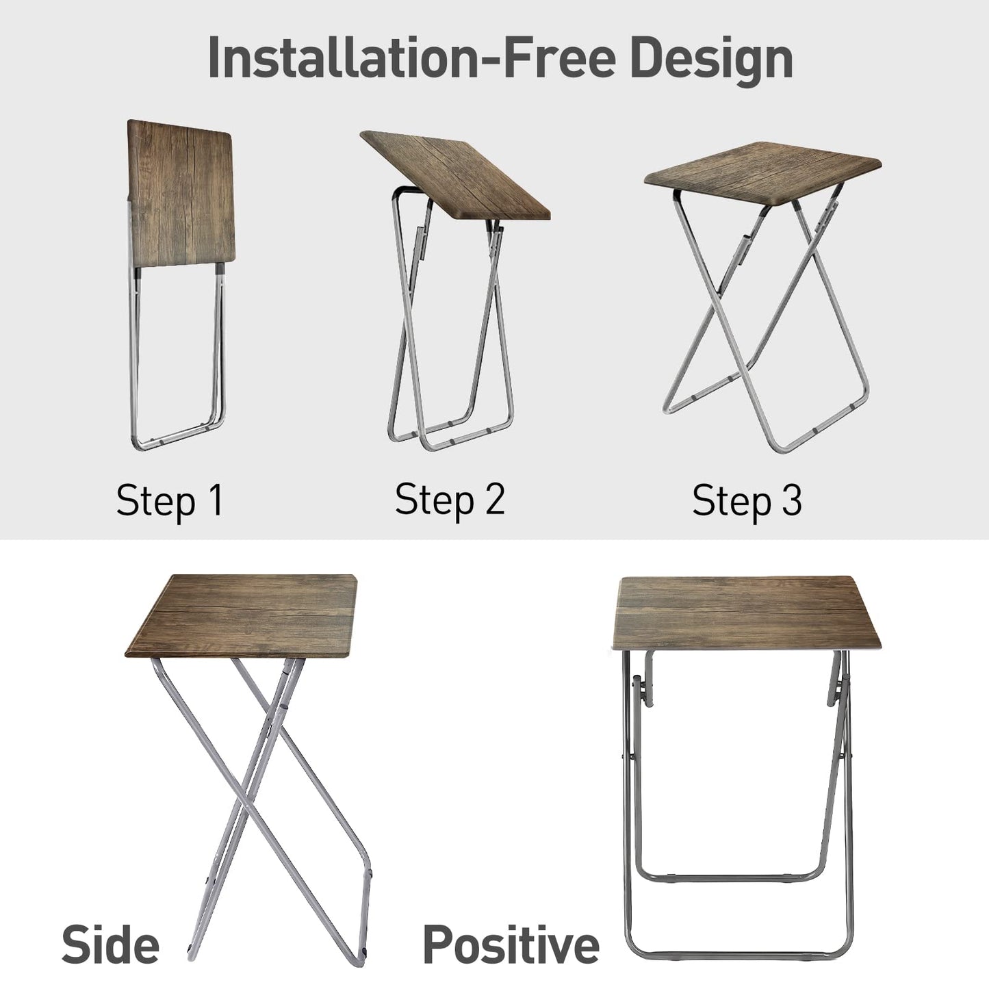 Small Folding Table, Folding Coffee Tables, Side Table 2 Set, TV Tray Table