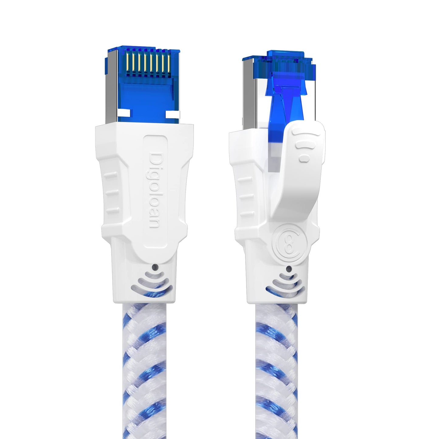 Ethernet Cable 15m, Cat 8 Long Internet Network Lan Cable, High Speed Gigabit 40Gbps 2000MHz S/FTP Nylon Braided Patch Cord with Rj45 Connector for