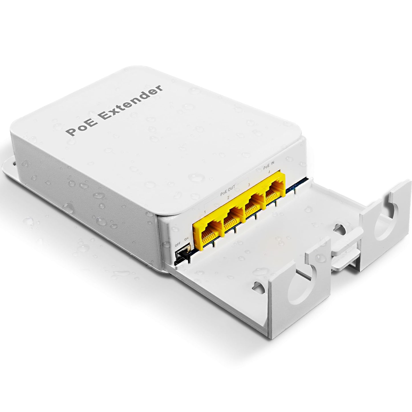 MEIRIYFA Gigabit PoE Extender Outdoor 4 Ports PoE Switch IEEE 802.3 af/at PoE Repeater, 1000Mbps 1 PoE in 3 PoE Out Waterproof 30W 100m of Power and