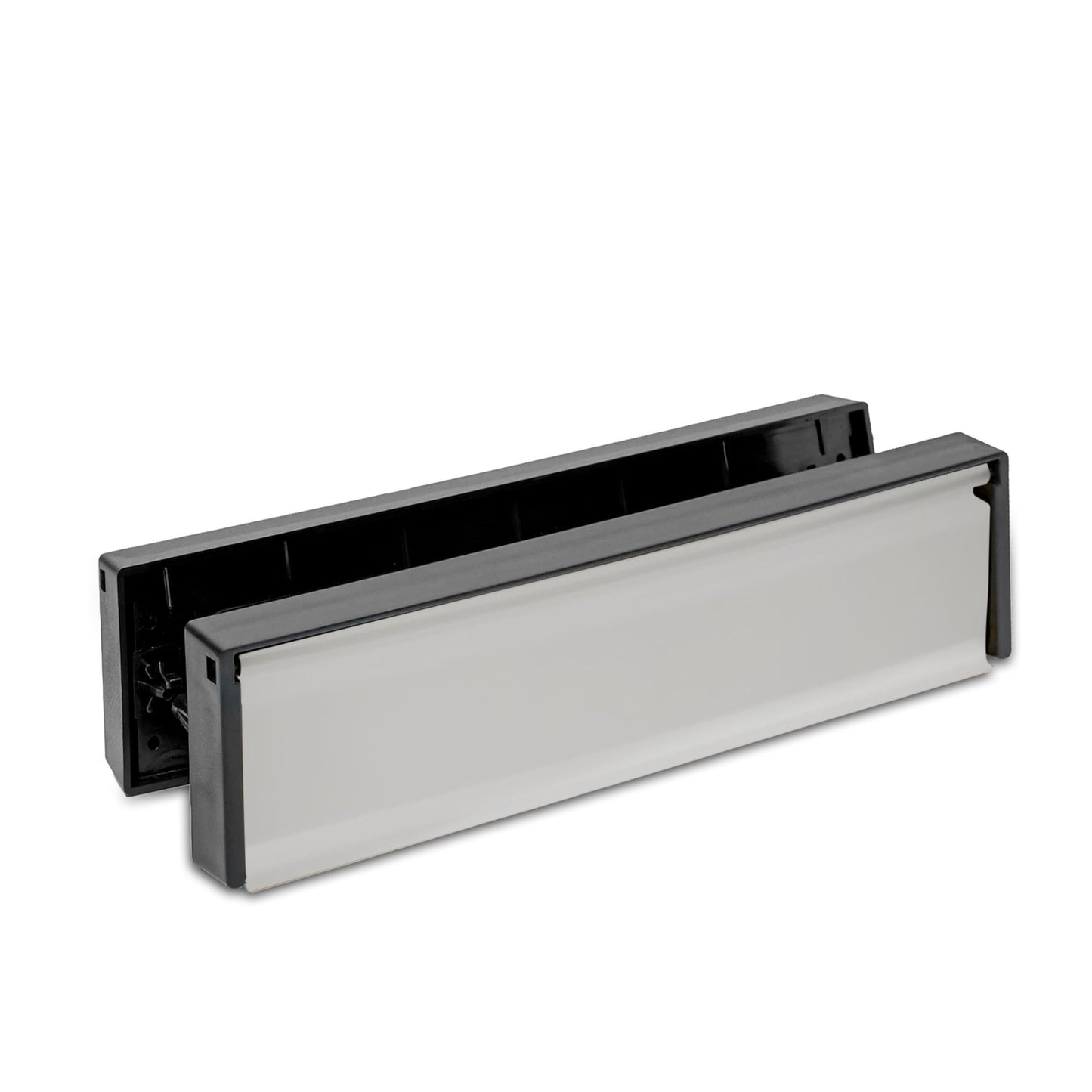 Home Secure? 12" UPVC Door Letterbox Telescopic Sleeved Letterplate Draught Proof Postal Letterbox (Silver, 20mm-40mm)