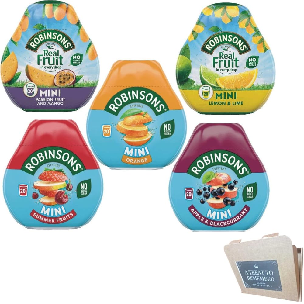 Robinsons Squash?d Mini ? 5 Flavour Pack ? 1xSummer Fruit, 1xMango & Passion Fruit, 1xOrange, 1xApple & Blackcurrant, And 1xLemon & Lime ? No Added