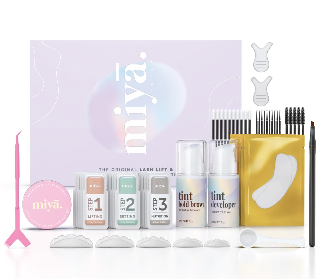 MIYA LASH | Lash Lift & Brow Lamination Kit with Tint | DARK BROWN | LVL Eyelash Perm