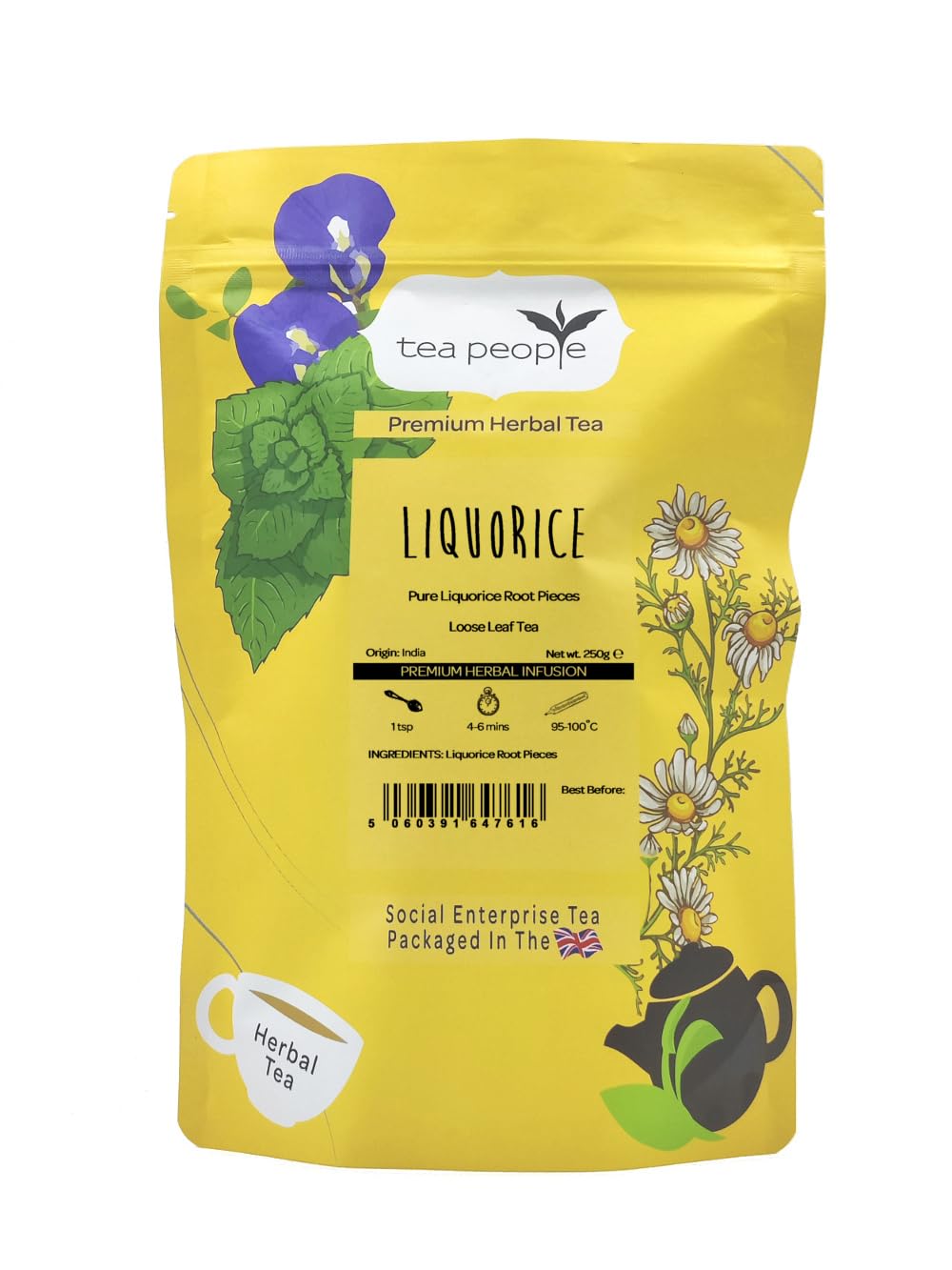 Tea People Liquorice ? 250g Refill Pack (120 cups) ? Caffeine Free Herbal Tea ? 100% Natural