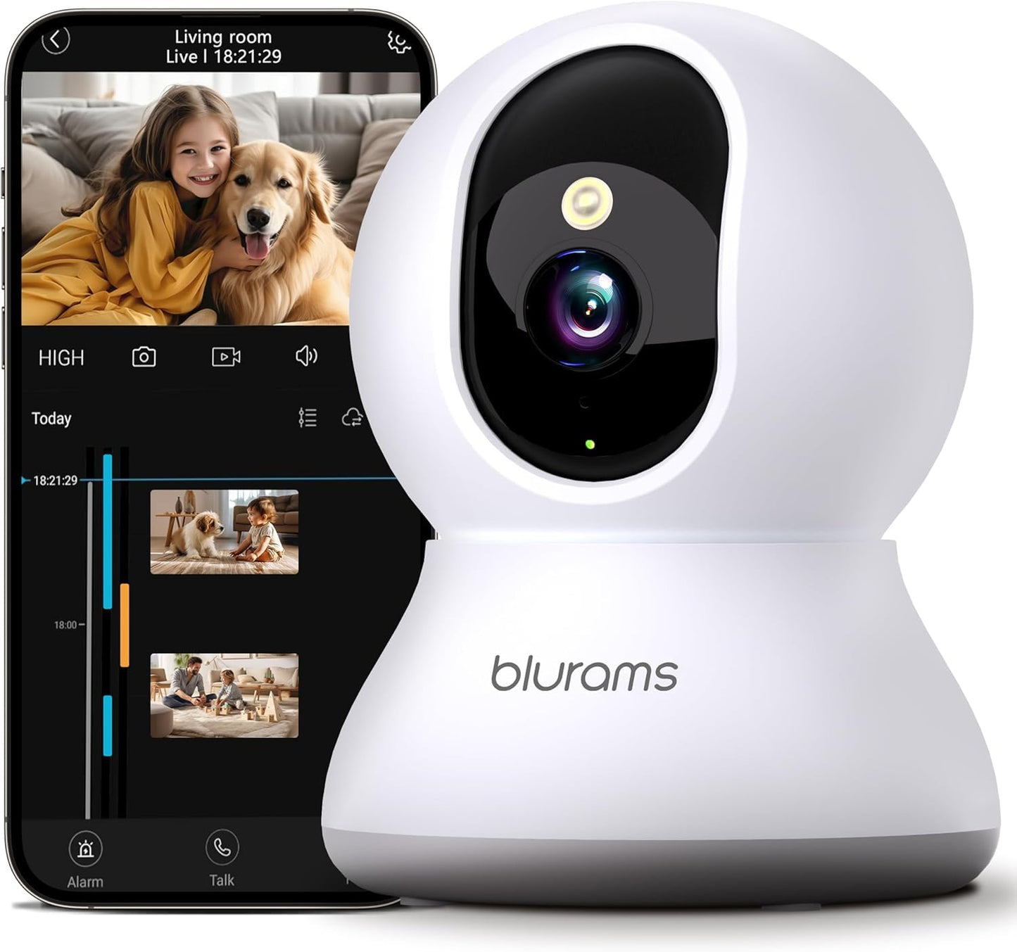 blurams Pet Camera 2K, Indoor Cameras, Dog Camera, 360? Home Security Cameras, Color Night Vision, Motion Tracking, 2-Way Talk, Cloud&SD, APP Control,