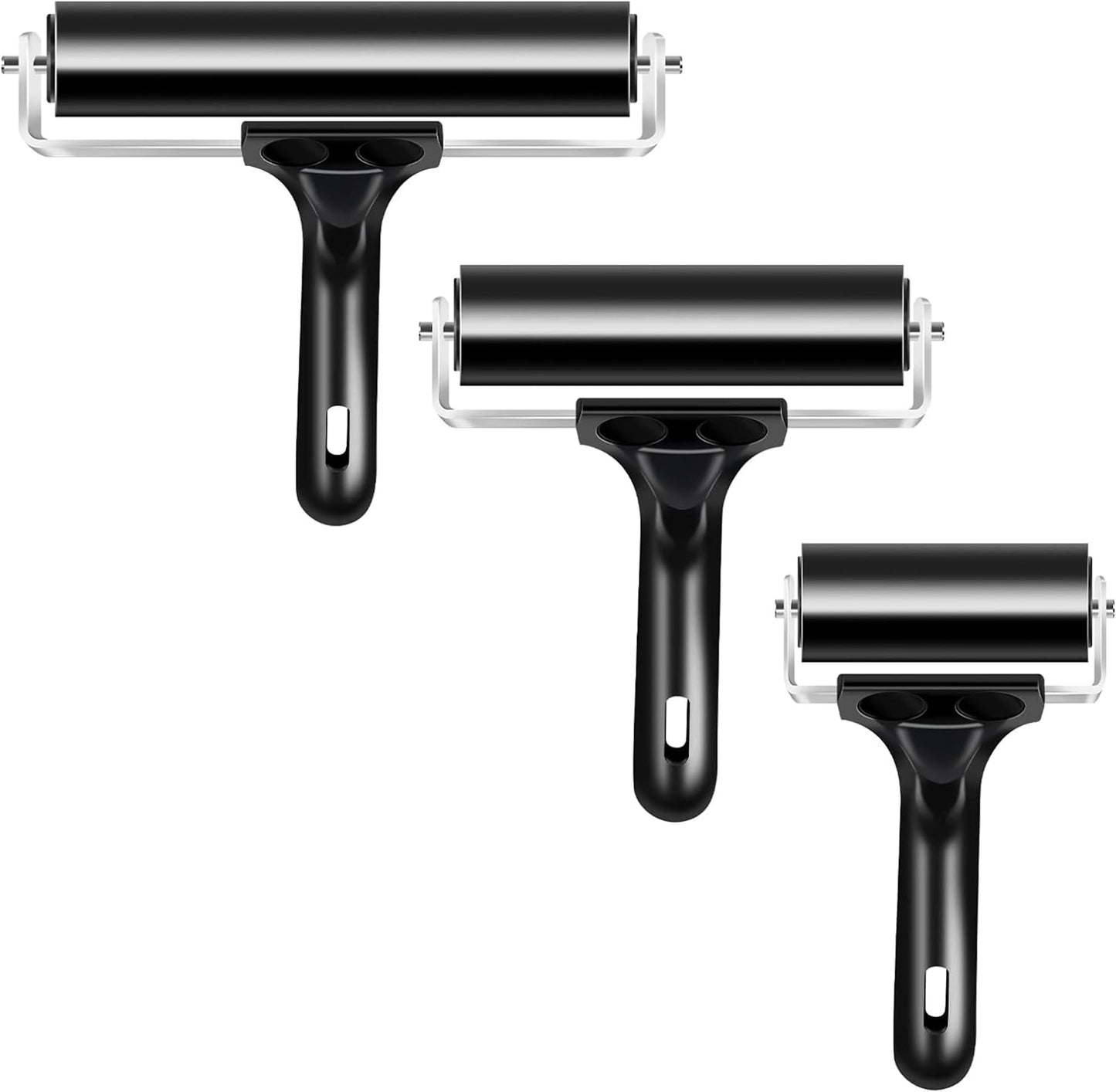 VinBee Soft Rubber Brayer Rollers (6 cm,10 cm and 15 cm) for Crafting Brayer Rollers for Printmaking Brayer Tool wallpaper roller Brush Ink Applicator