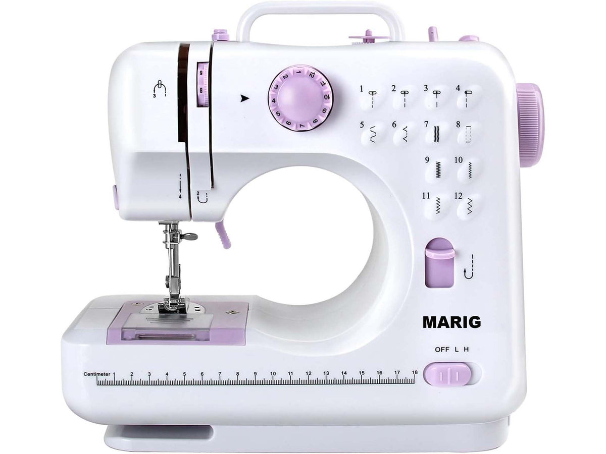 MARIG Sewing machine for beginners with 12 stitches 2 speeds double thread