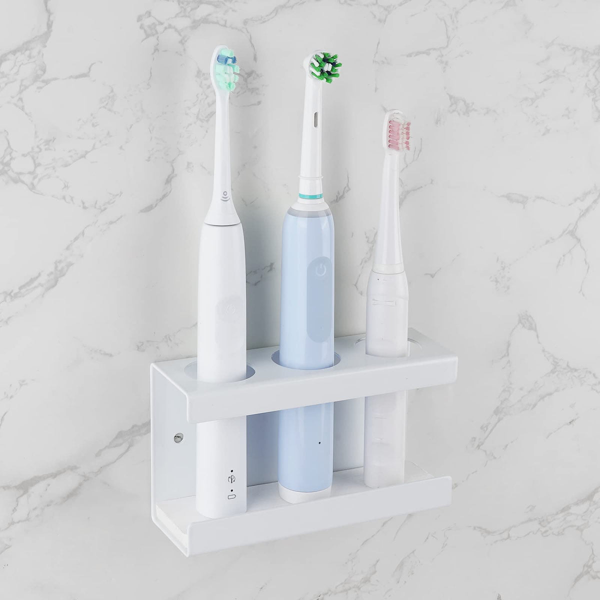 Adorila Electric Toothbrush Holder for Bathroom Wall, Self Adhesive Toothbrush Storage Rack with Diatomite Dish, Compatible with Philips 4100, 5100,