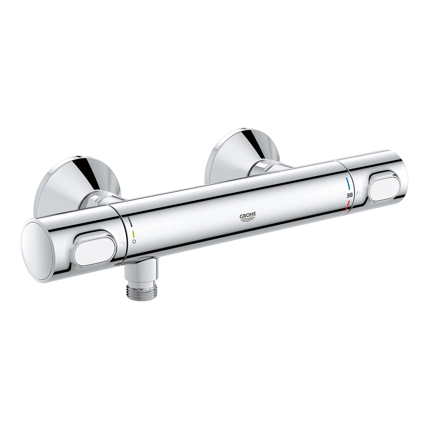 GROHE Precision Flow - Wall Mounted Thermostatic Shower Mixer (Safety Button at 38?C, Temperature Limiter at 43?C Included, Eco Technology to Reduce