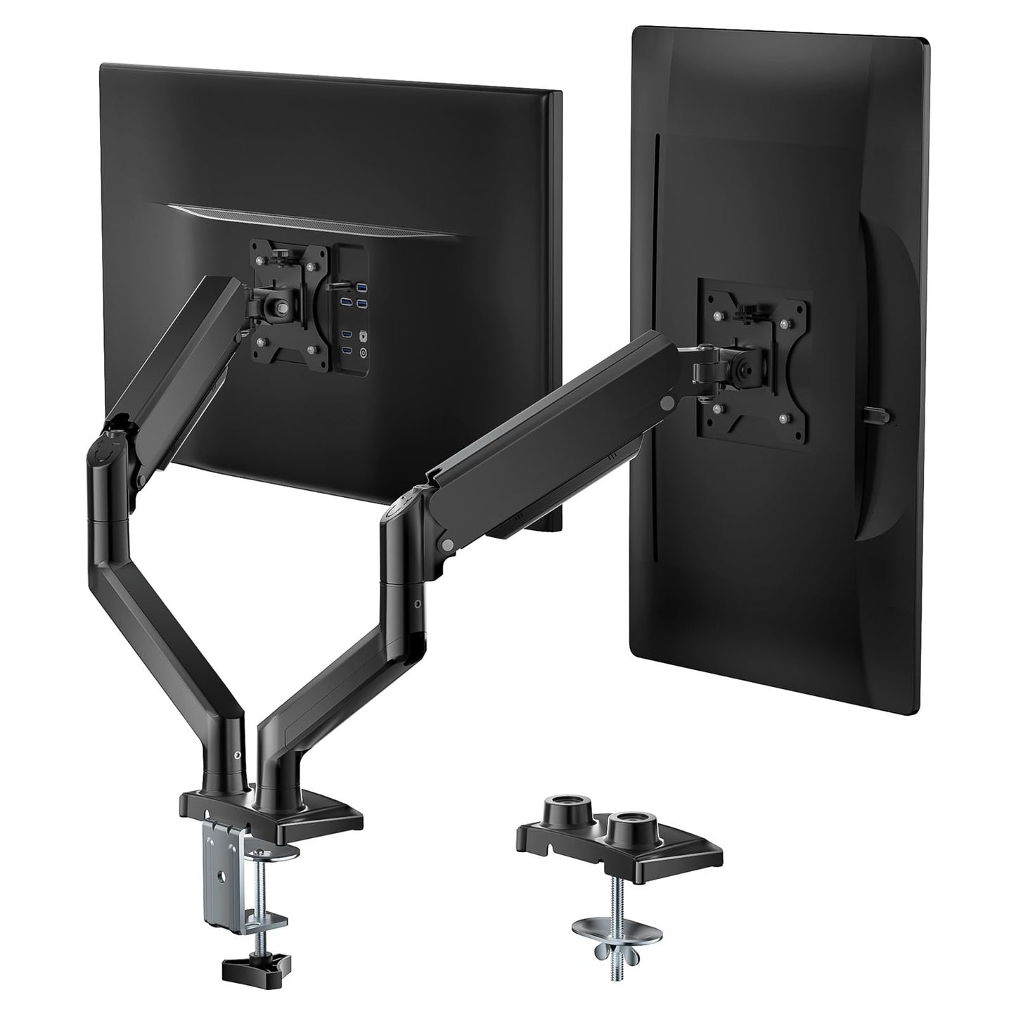 WALI Dual Monitor Stand for 17-32 inch Computer Screens, Dual Monitor Arms for 2 Monitors Holds up to 10 kg, Height Adjustable Gas Spring Dual