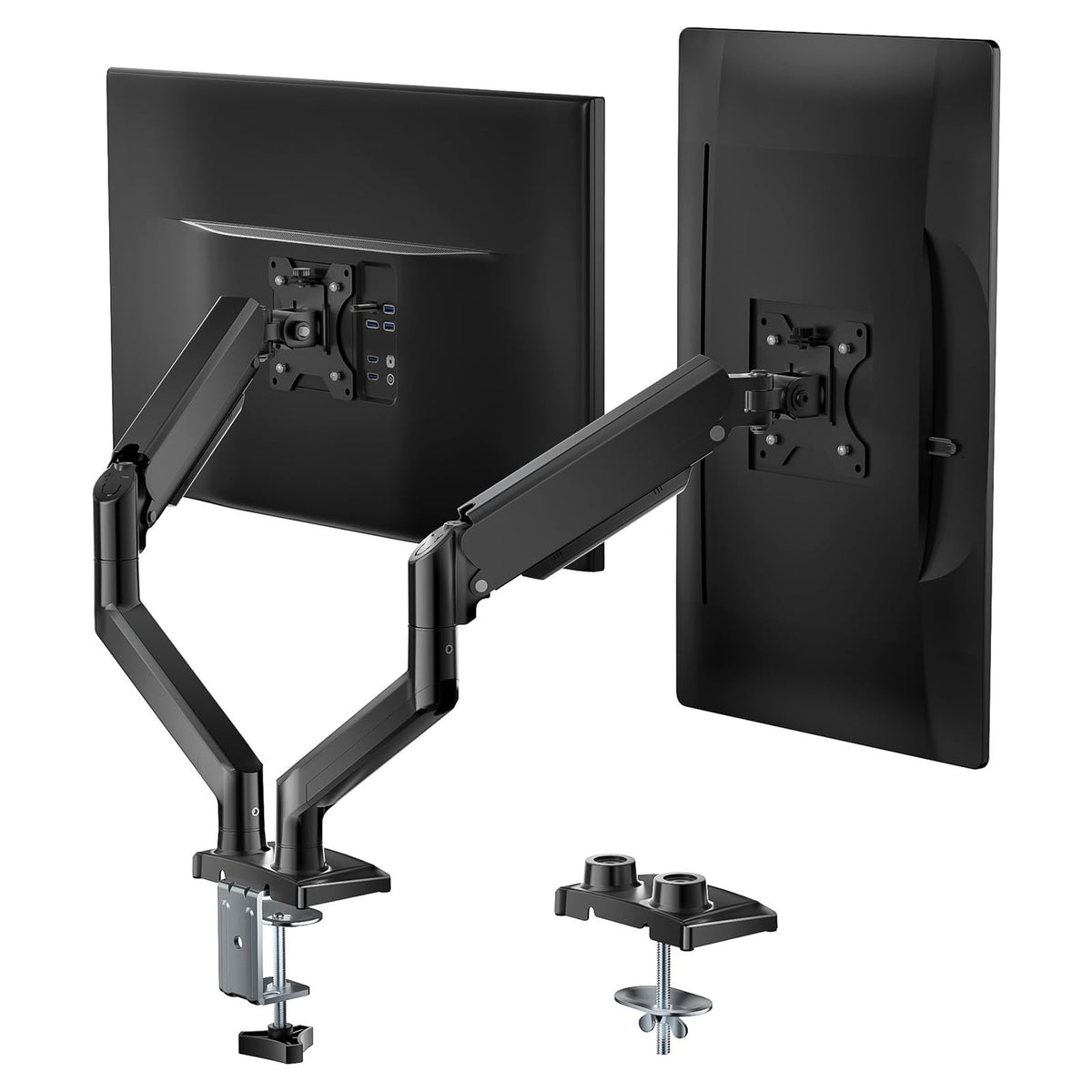 WALI Dual Monitor Stand for 17-32 inch Computer Screens, Dual Monitor Arms for 2 Monitors Holds up to 10 kg, Height Adjustable Gas Spring Dual