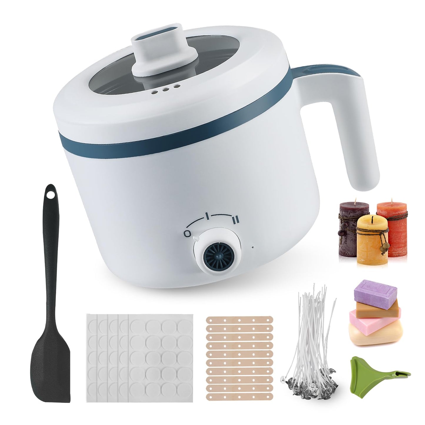 Candle Wax Melting Pot,Wax Melter Kits for Candle Making,1.7L Electric Wax Melting Pot with Pouring Spout Wicks, Wick Stickers, Centering Device,